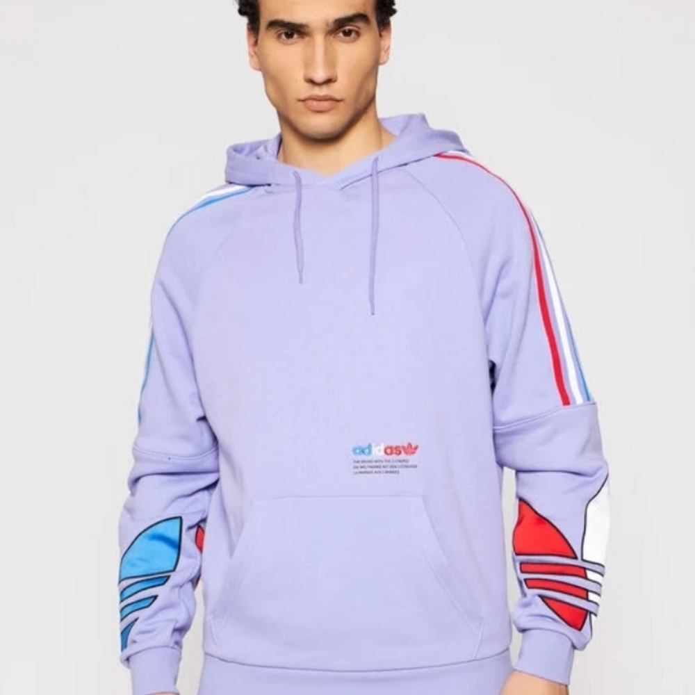 Adidas Tricolor Trefoil Hoodie Lavender Small